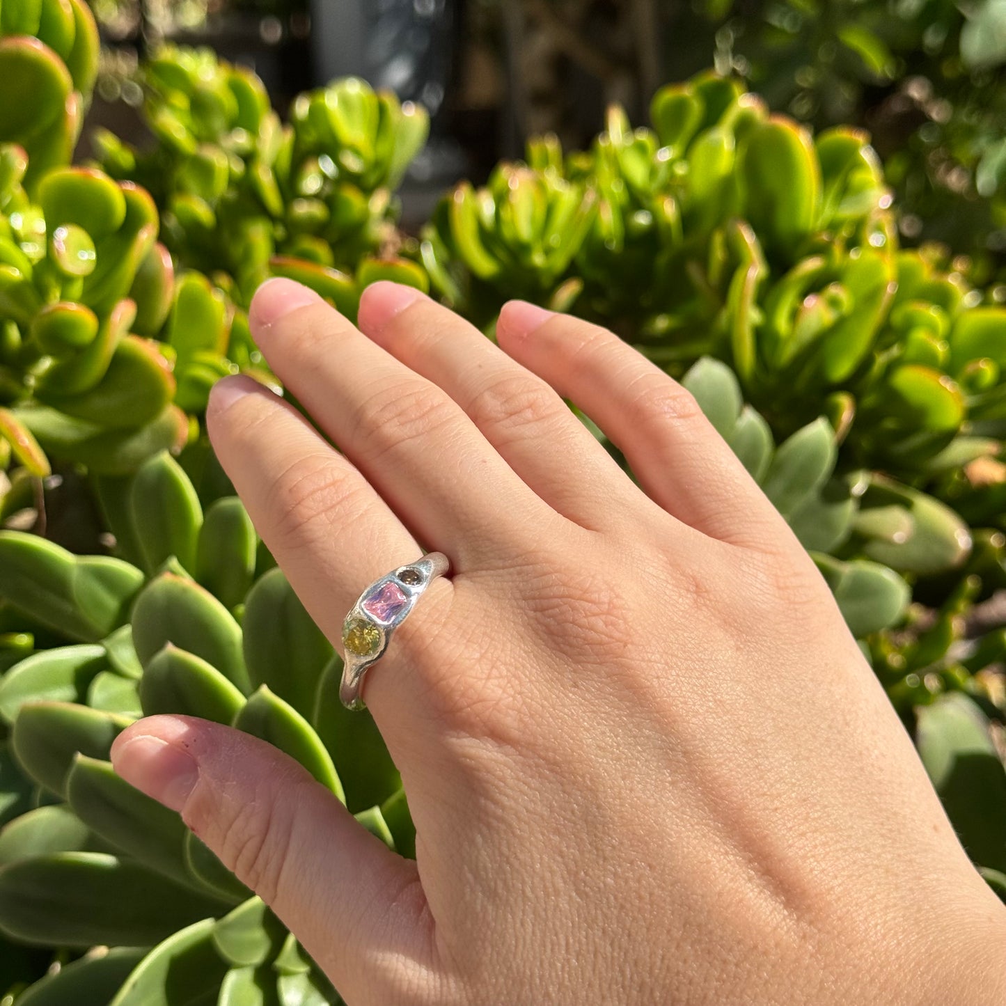 pastel + peridot ring