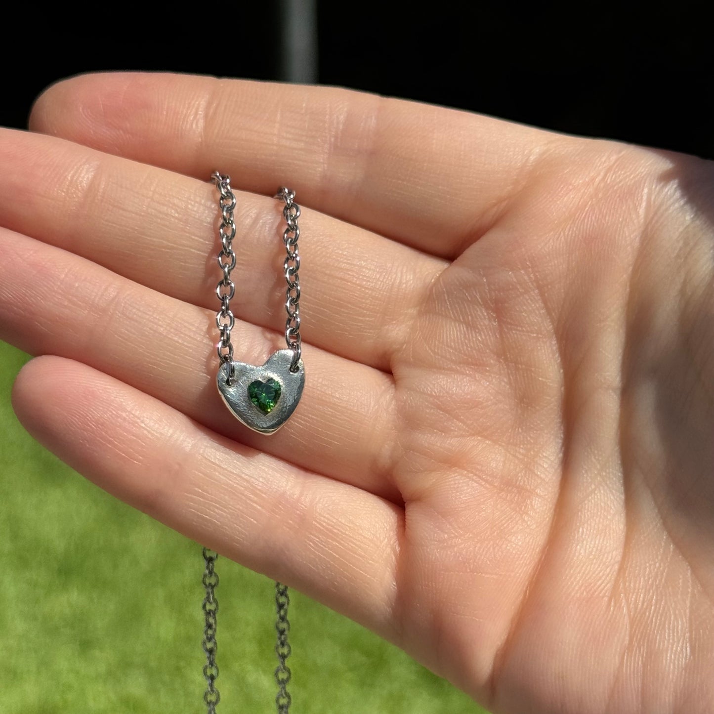 tethered heart necklace - emerald
