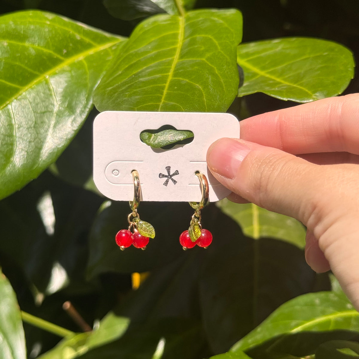 golden cherry drop hoops