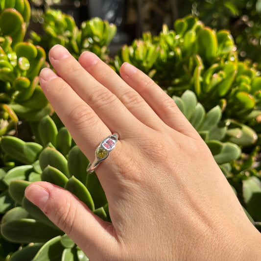 pastel + peridot ring