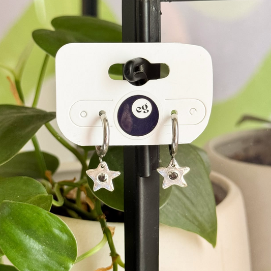 sapphire star huggie hoops