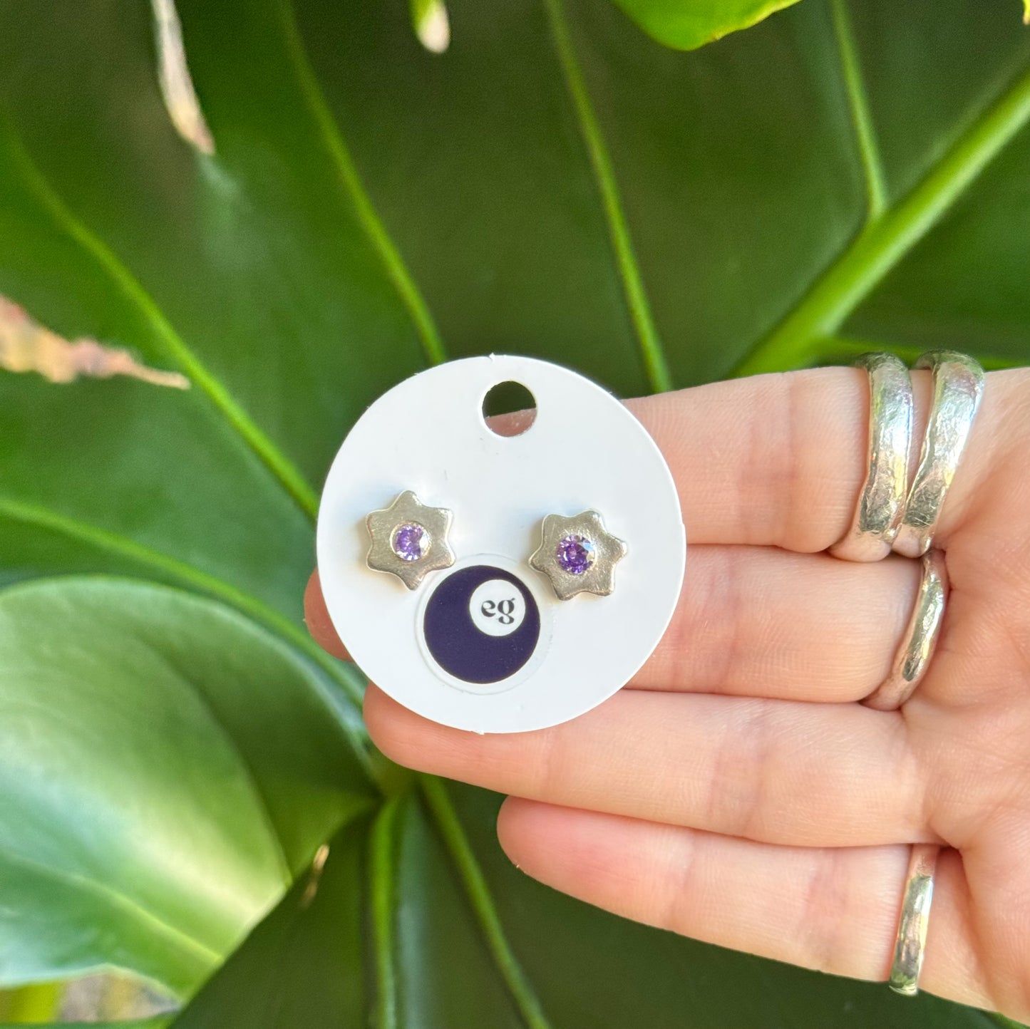 amethyst flower studs