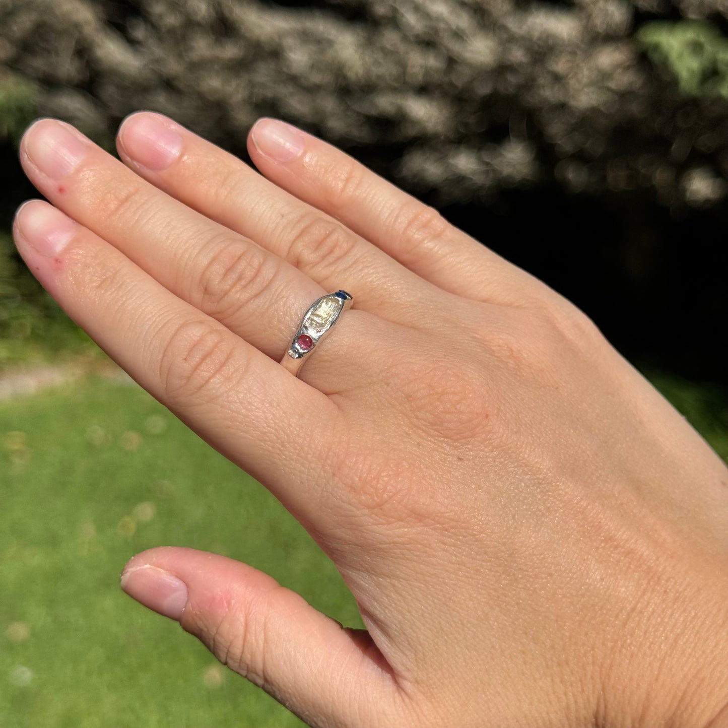natural quartz gemstone ring