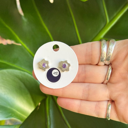amethyst flower studs