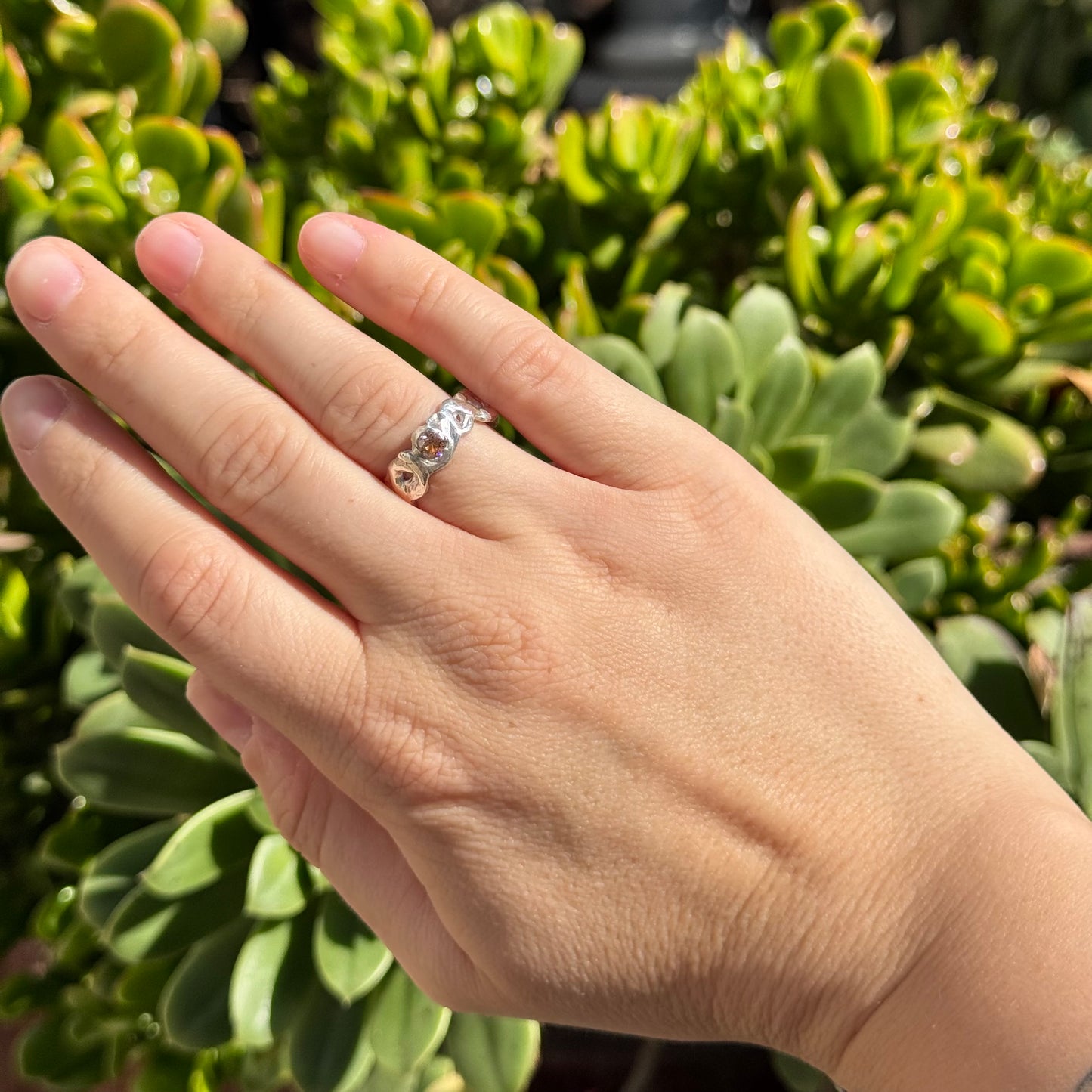 champagne textured ring