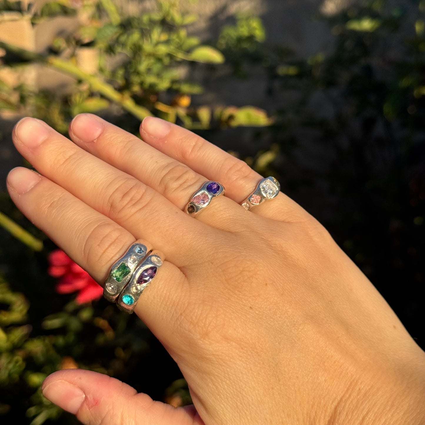 bespoke silver ring - quad gem
