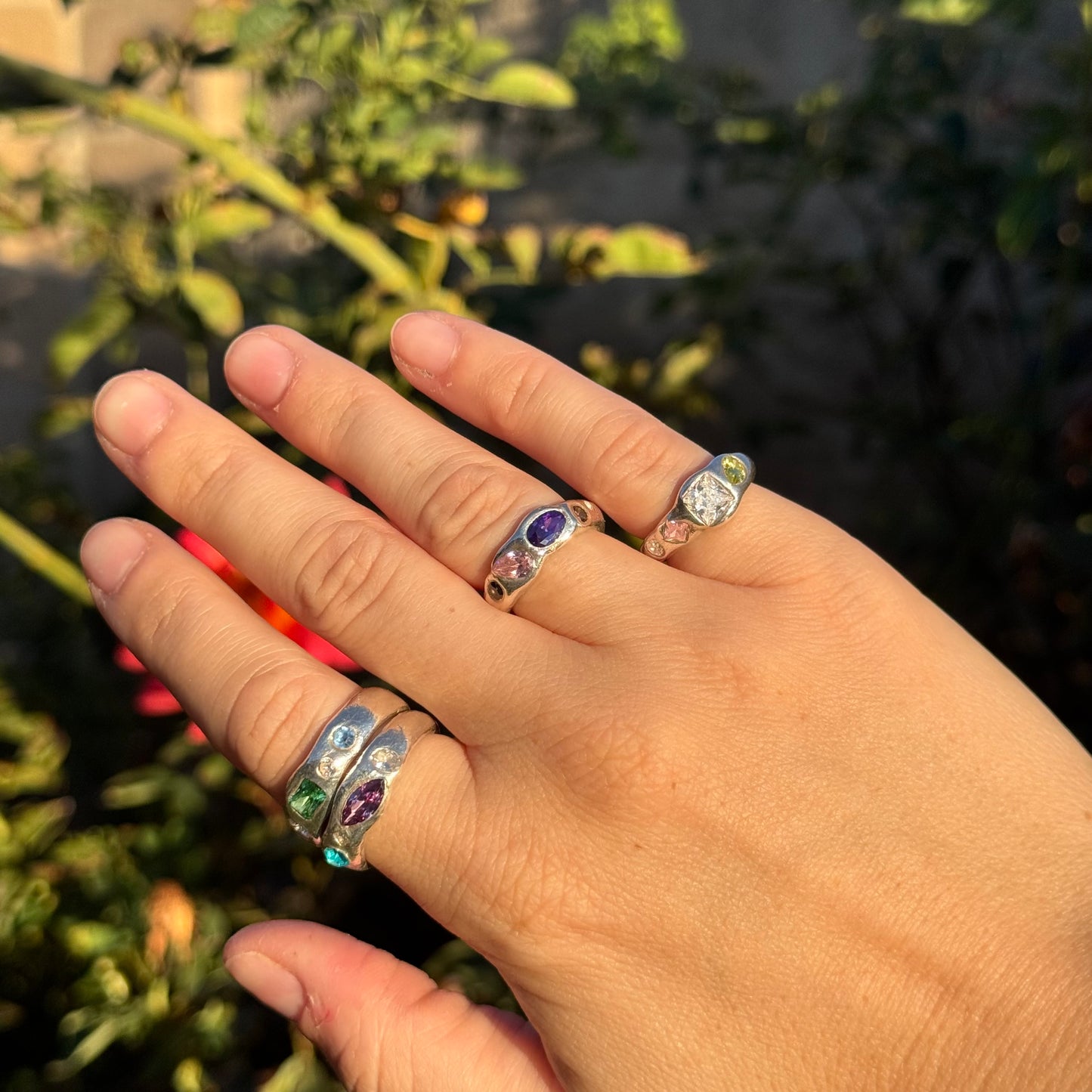 bespoke silver ring - quad gem