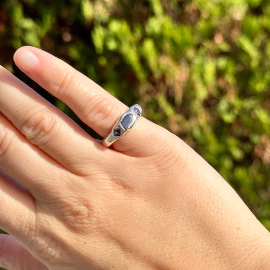 amethyst and lapis lazuli gemstone ring