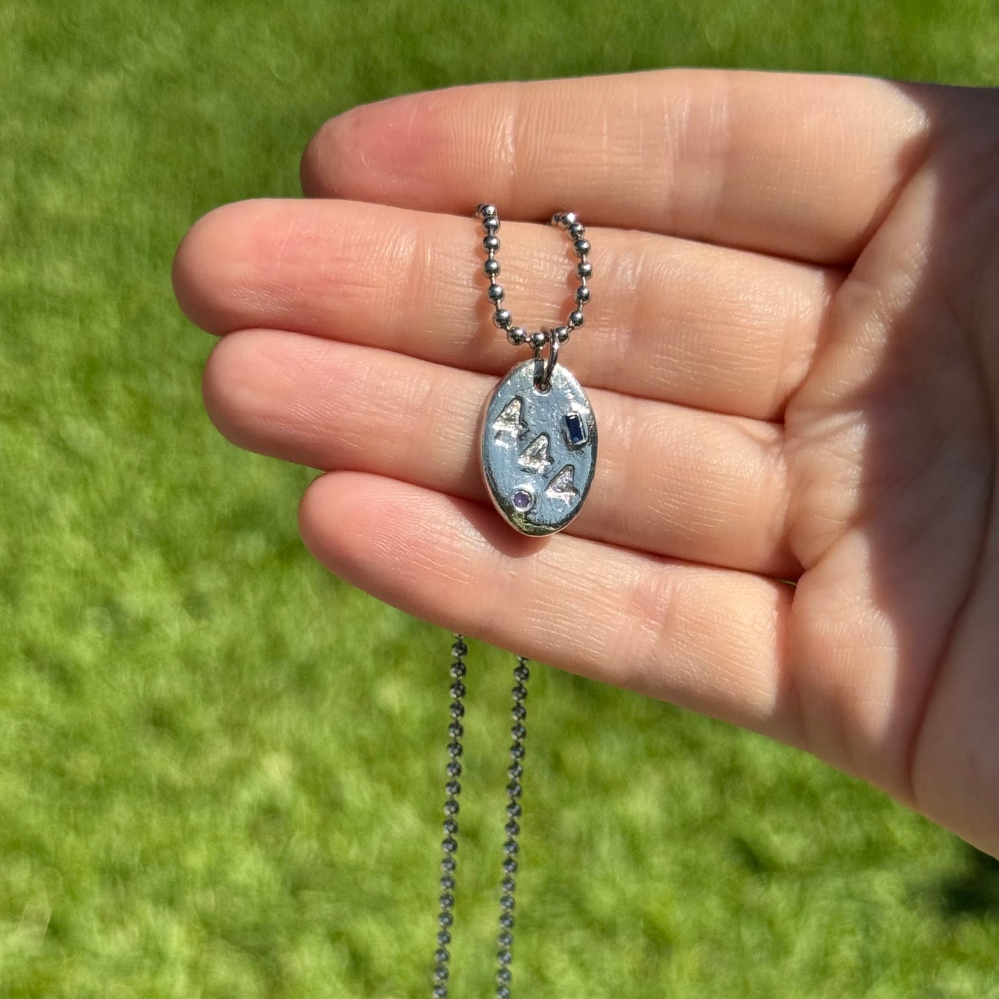 hand stamped pendant necklace - 444