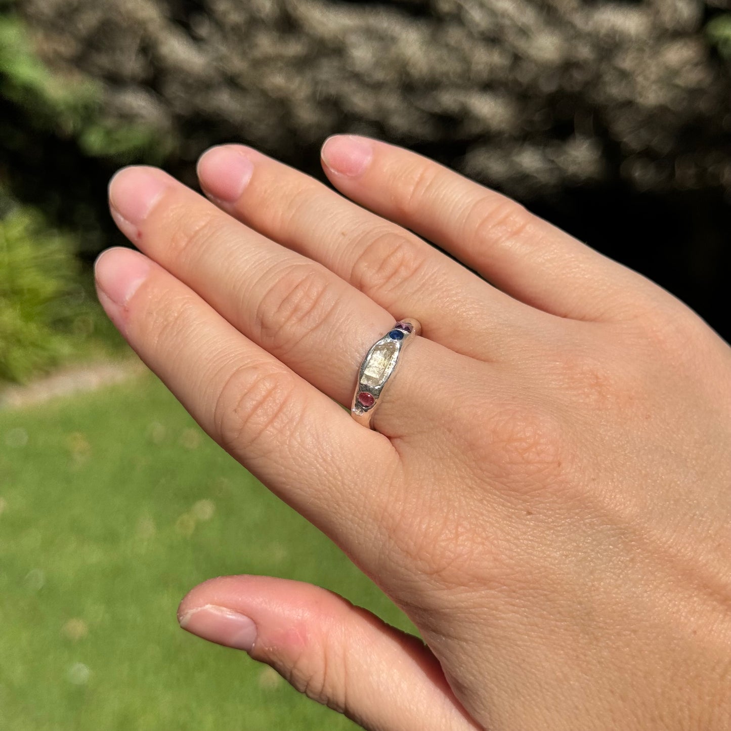 natural quartz gemstone ring