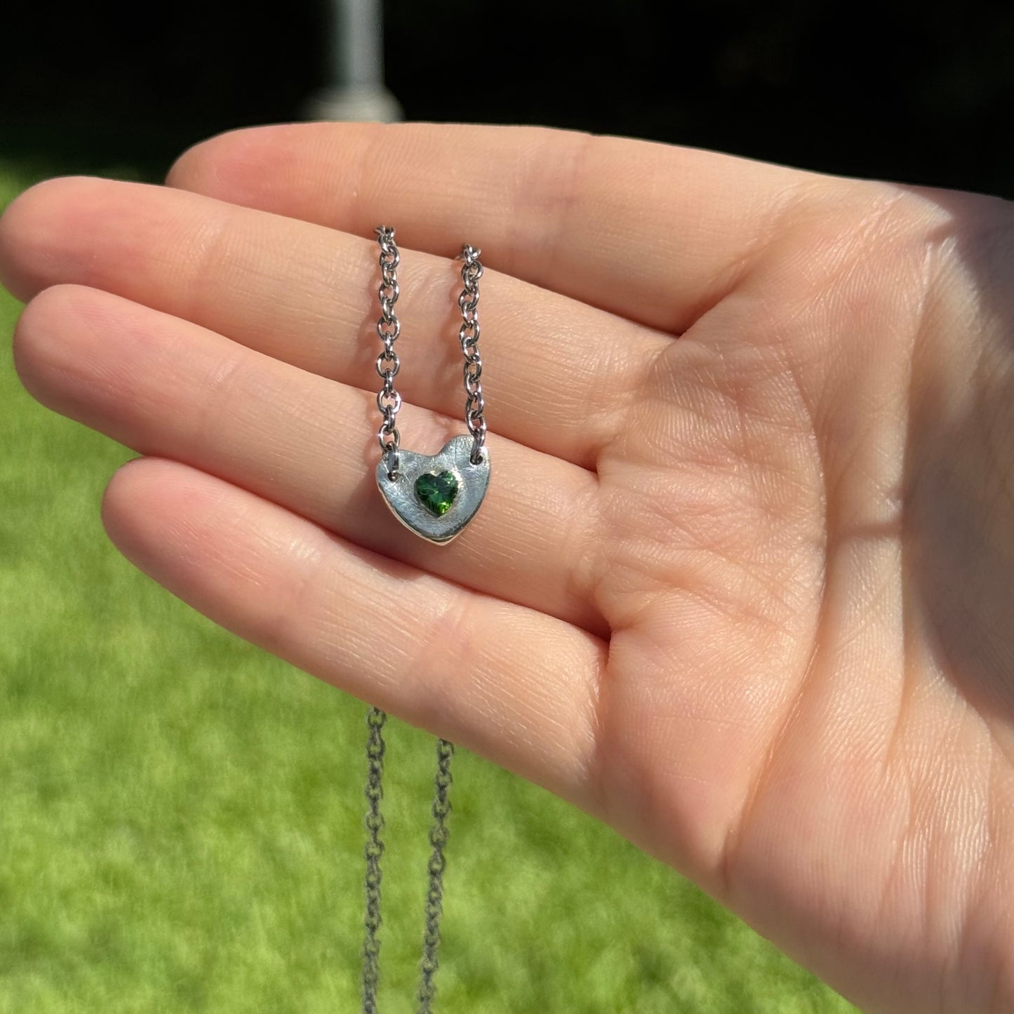 tethered heart necklace - emerald