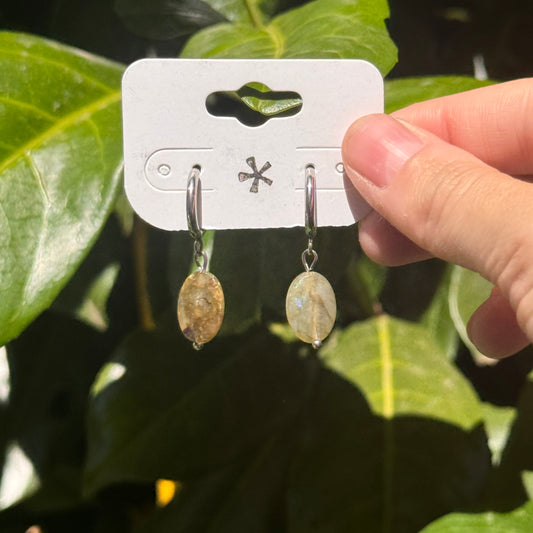 mossy quartz hoops