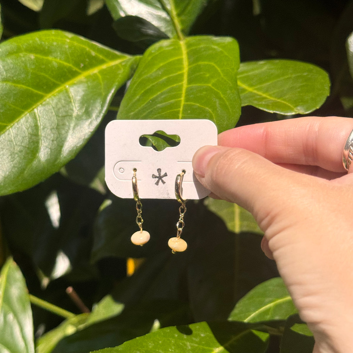 golden yellow jade hoops