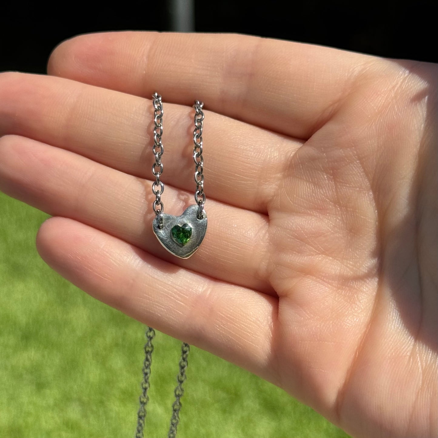 tethered heart necklace - emerald