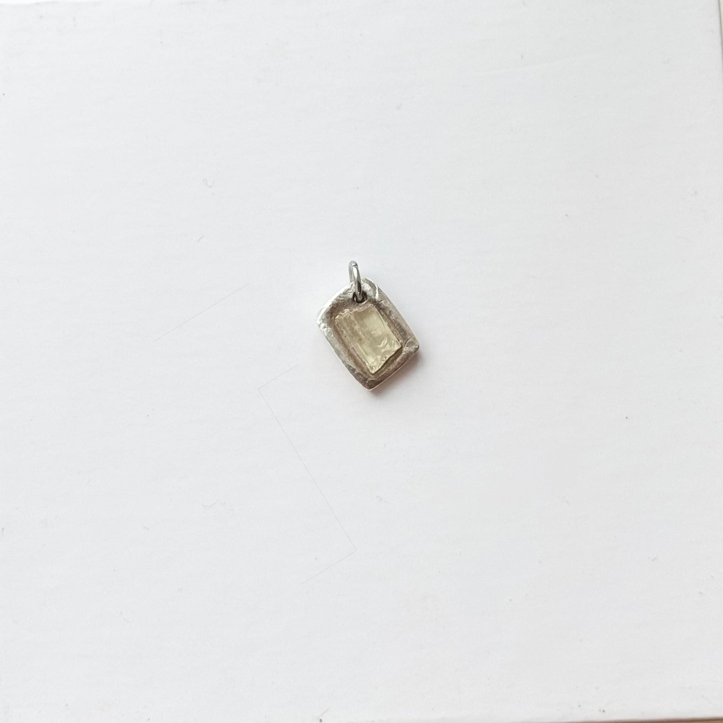 pure silver clear quartz charm
