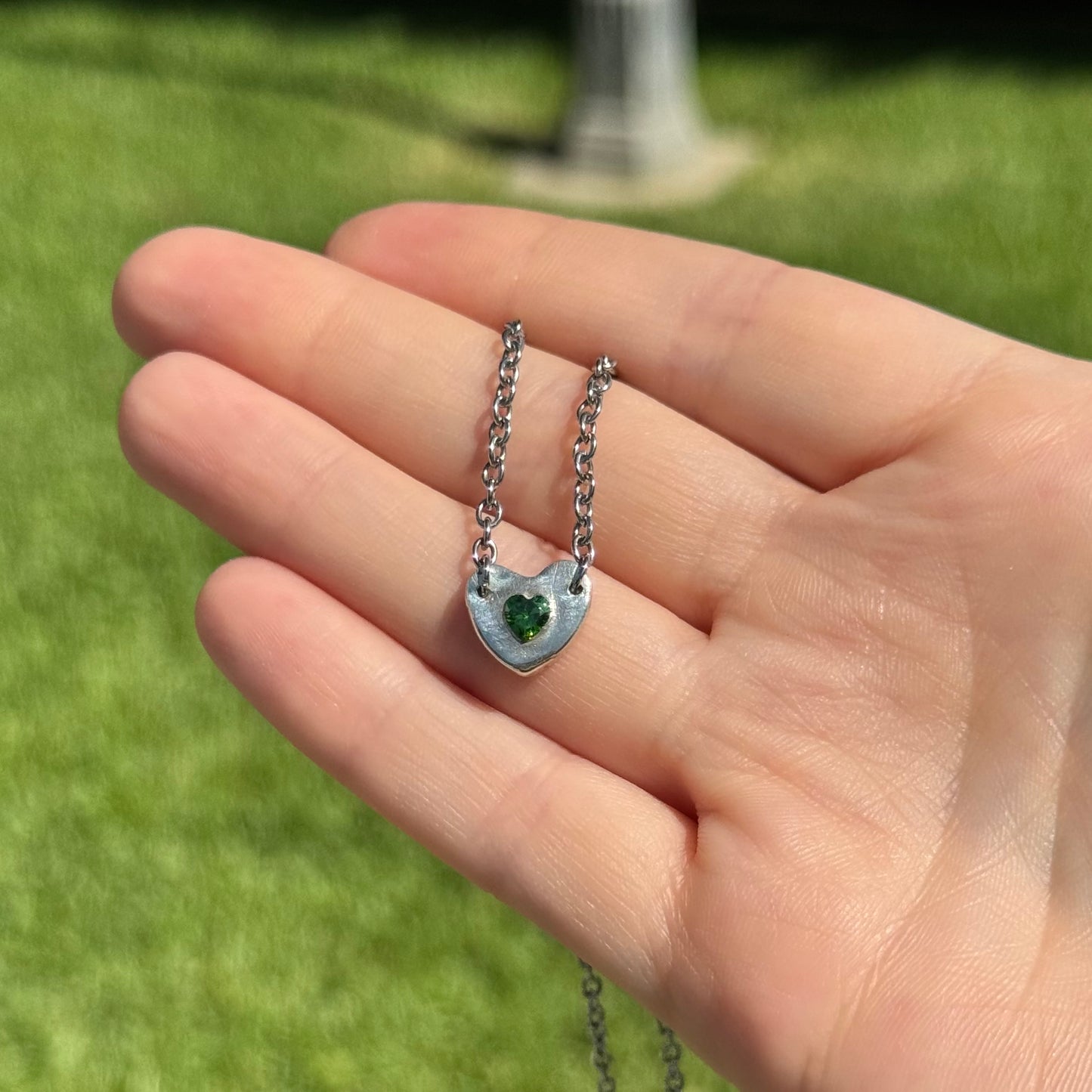 tethered heart necklace - emerald