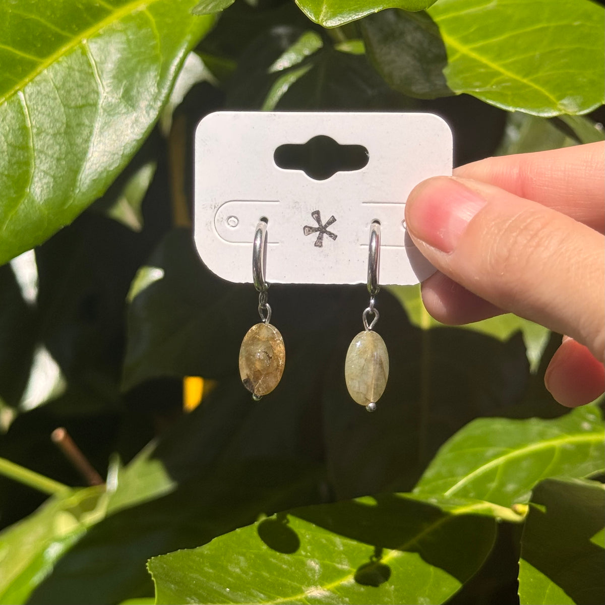 mossy quartz hoops