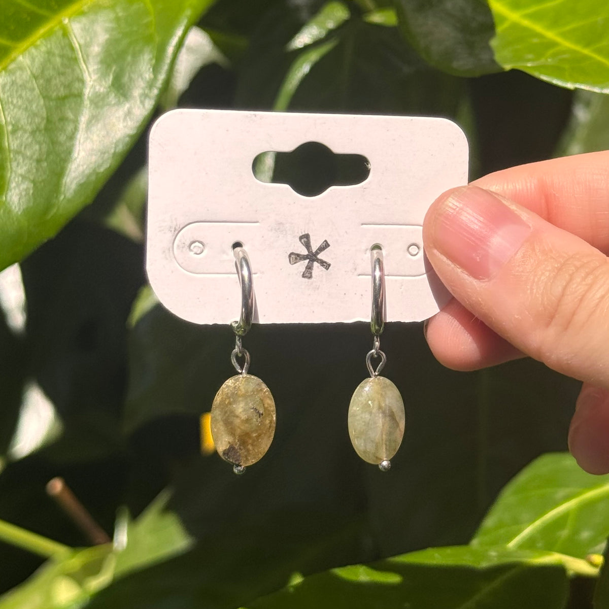mossy quartz hoops