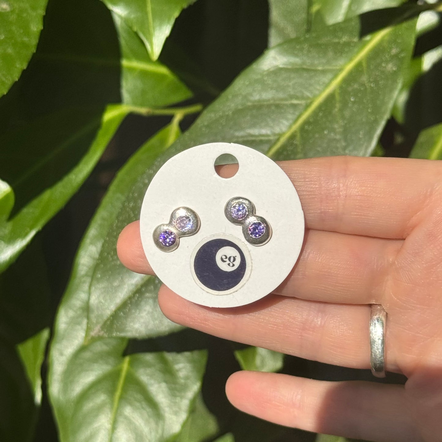 amethyst double bub studs