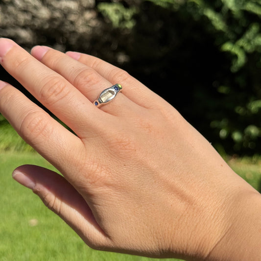 natural clear quartz ring