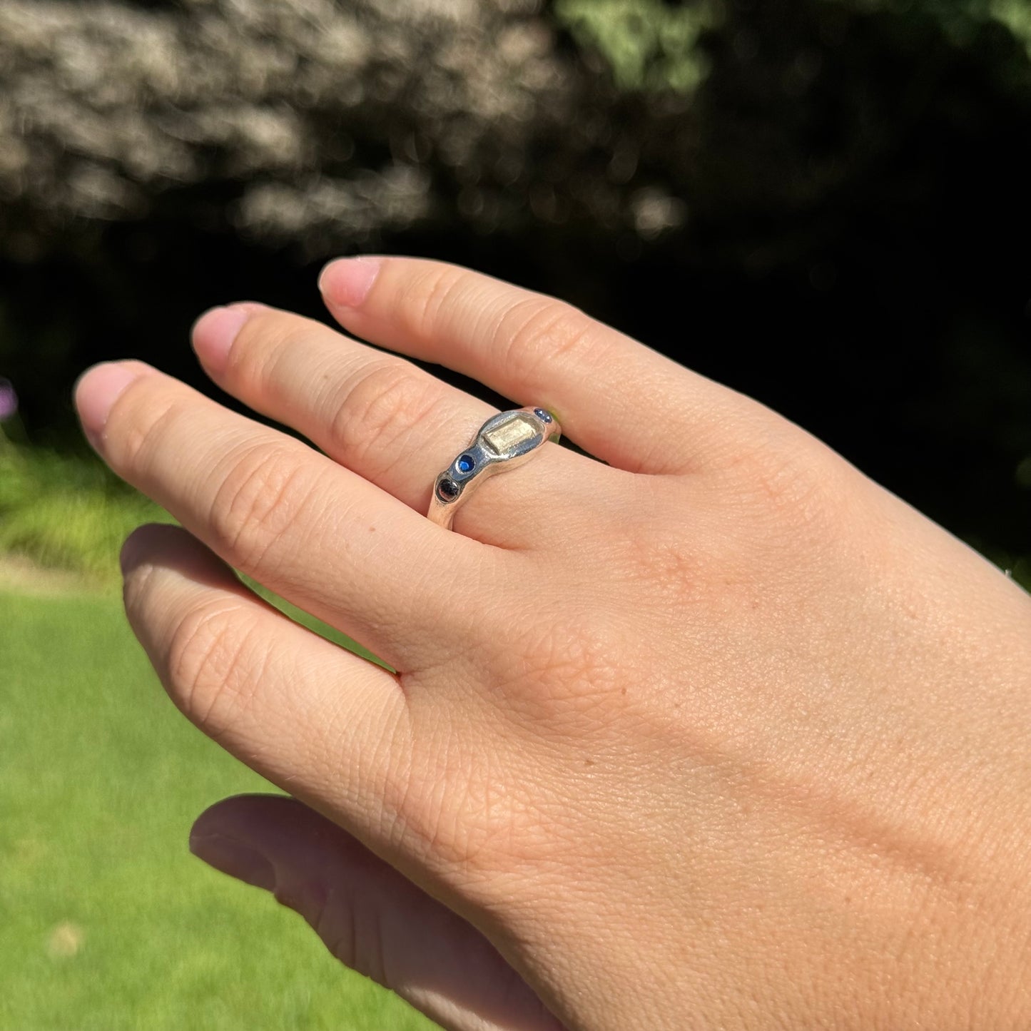 natural clear quartz ring