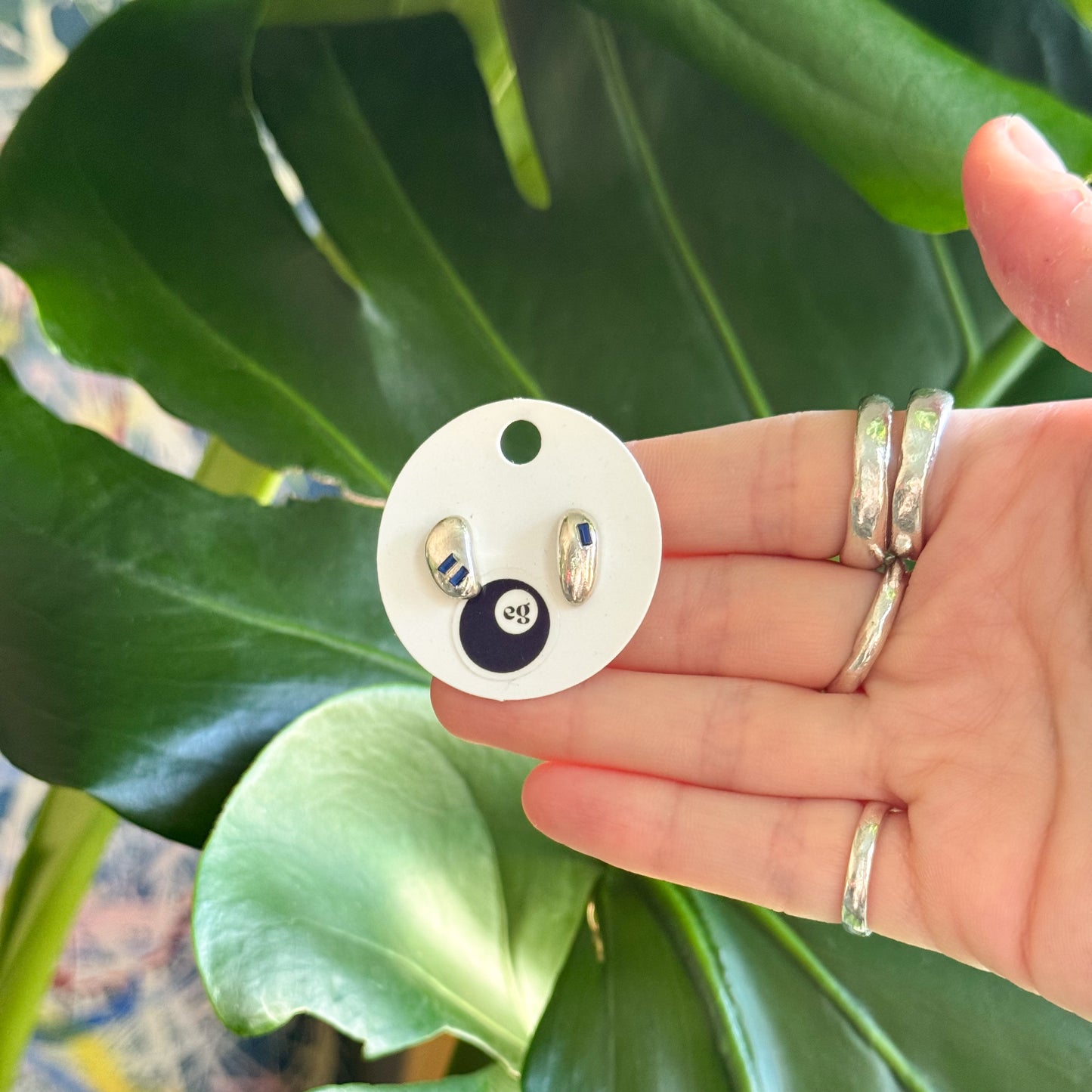sapphire pebble studs
